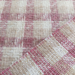 Jacquard Boucl� Karomuster Rosa-Beige