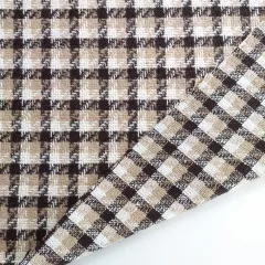Jacquard Boucl� Karomuster Beige Dunkelbraun