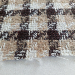 Jacquard Boucl� Karomuster Beige Dunkelbraun
