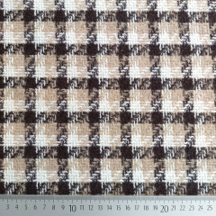 Jacquard Boucl� Karomuster Beige Dunkelbraun