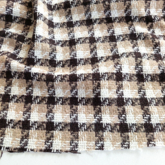 Jacquard Boucl� Karomuster Beige Dunkelbraun