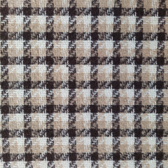 Jacquard Boucl� Karomuster Beige Dunkelbraun