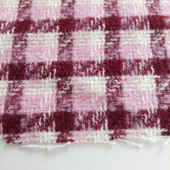 Jacquard Boucl�, Karomuster Rosa Burgundy