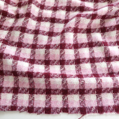 Jacquard Boucl�, Karomuster Rosa Burgundy