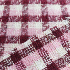 Jacquard Boucl�, Karomuster Rosa Burgundy