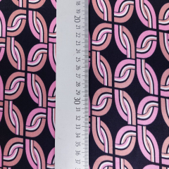Viskose Satin Stoff Retromuster hellpink altrosa schwarz