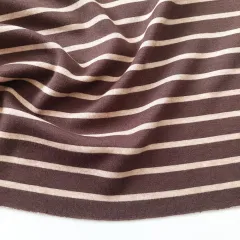 Strickstoff Doppelstrick Streifen – beige dunkelbraun