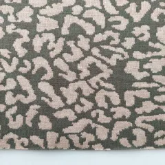 Doubleface Strickstoff Leopardenmuster Jacquard beige armygr�n