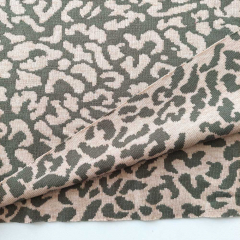 Doubleface Strickstoff Leopardenmuster Jacquard beige armygr�n