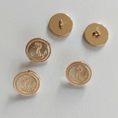 Ankerknopf 5er Set aus Metall in Gold 1,8 cm rund