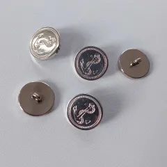 Ankerknopf 5er Set aus Metall in Silber 1,8 cm rund