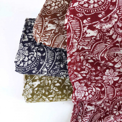 Viskose Borkenkrepp Stoff Blumen - Bordeaux Wei�