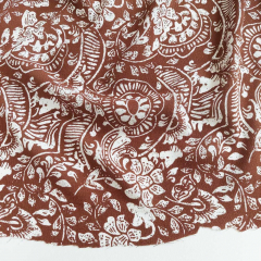 Viskose Borkenkrepp Stoff Blumen, Braun Wei�