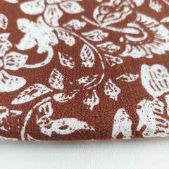 Viskose Borkenkrepp Stoff Blumen, Braun Wei�