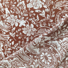 Viskose Borkenkrepp Stoff Blumen, Braun Wei�