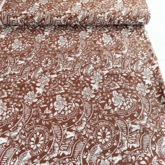 Viskose Borkenkrepp Stoff Blumen, Braun Wei�