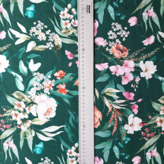 Plissee Stoff Meterware Blumen - rosa dunkelgr�n