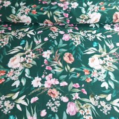 Plissee Stoff Meterware Blumen - rosa dunkelgr�n