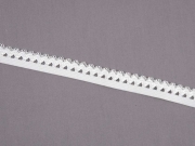 elastisches Band mit Rüschenrand 1.5 cm, weiß