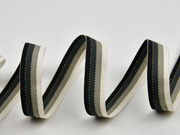 Ripsband gestreift Glitzer 16 mm, beige schwarz