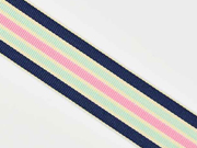 Ripsband Streifen 25 mm, navy mint rosa