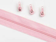 endlos Reiverschluss Meterware 3 mm + 3 Schieber, rosa