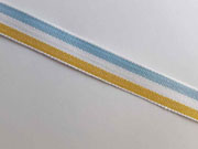 Webband Streifen 15 mm, hellblau wei senfgelb