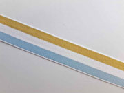 Webband Streifen 25 mm, hellblau wei senfgelb