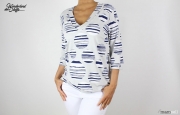 Viskosejersey Kreise,  navy cremewei hellgrau