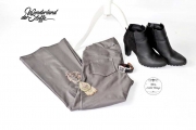 RESTSTCK 30 cm beschichteter Jersey Jeggings Stoff grau