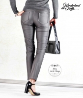 RESTSTCK 30 cm beschichteter Jersey Jeggings Stoff grau