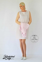 Leinen Viskose Stoff Streifen Webware, ecrue beige rosa
