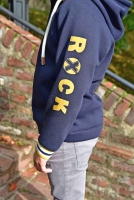 RESTSTCK 80 cm Heavy Jogging Sweat Stoff dick weich angeraut, dunkelblau