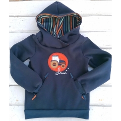 RESTSTCK 80 cm Heavy Jogging Sweat Stoff dick weich angeraut, dunkelblau