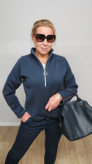 RESTSTCK 80 cm Heavy Jogging Sweat Stoff dick weich angeraut, dunkelblau