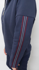 RESTSTCK 80 cm Heavy Jogging Sweat Stoff dick weich angeraut, dunkelblau
