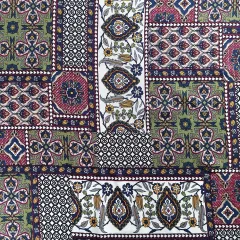 Viskose Stoff Boho Style gemustert - Bordeaux Dunkelblau