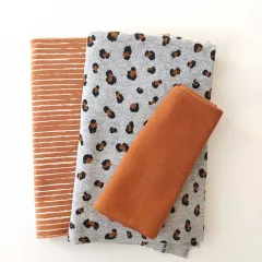 Stoffpaket Jersey mit B�ndchen – Leomuster & Streifen in Caramel