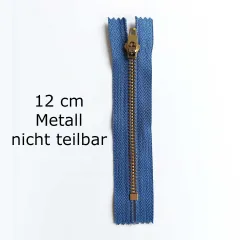 Rei�verschluss Metall Messing 12 cm nicht teilbar, jeansblau