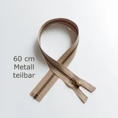 Teilbarer Rei�verschluss Metall Messing 60 cm Beige #708 - f�r Jacken