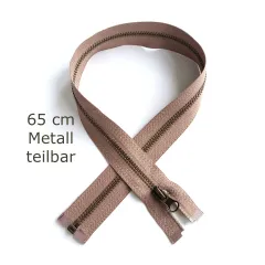 Teilbarer Rei�verschluss Metall Messing 65 cm Hellbraun #694 - f�r Jacken