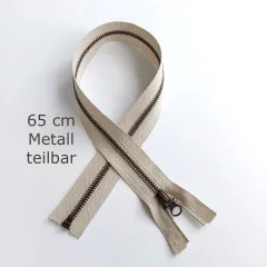 Teilbarer Rei�verschluss Metall Messing 65 cm Hellbeige #707 - f�r Jacken