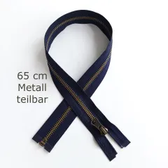 Teilbarer Rei�verschluss Metall Messing 65 cm Dunkelblau #730 - f�r Jacken