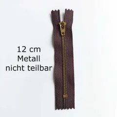 Rei�verschluss Metall Messing 12 cm nicht teilbar, dunkelbraun #702