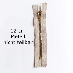 Rei�verschluss Metall Messing 12 cm nicht teilbar, hellbeige #707