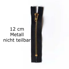 Rei�verschluss Metall Messing 12 cm nicht teilbar, schwarz #732