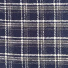 Flanell Baumwollflanell Schottenkaro, dunkelblau taupe white