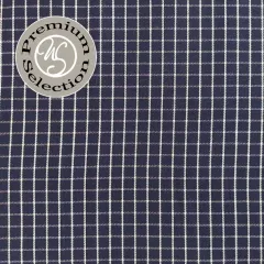 Baumwollstoff Karomuster by Albini Made in Italy - dunkelblau wei� - Designer Stoff