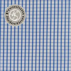 Baumwollstoff kariert Albini Made in Italy - blau wei� - Designer Stoff