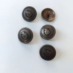 Blazerkn�pfe Metall Wappen mit Krone Altmessing mit �se 20 mm, 5 St�ck